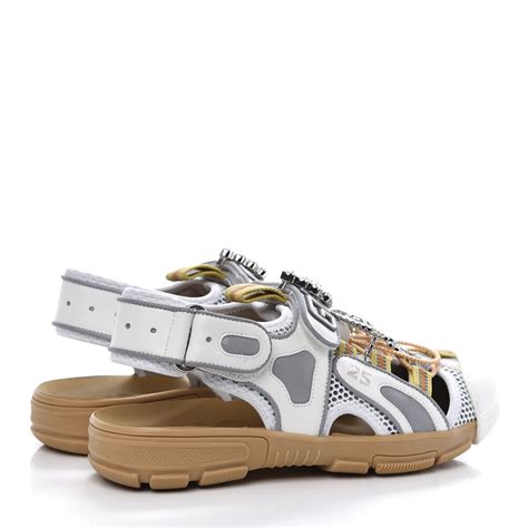 gucci mesh fabric tinsel sport sandals|GUCCI Mesh Fabric Tinsel Sport Sandals 38.5 White Silver.